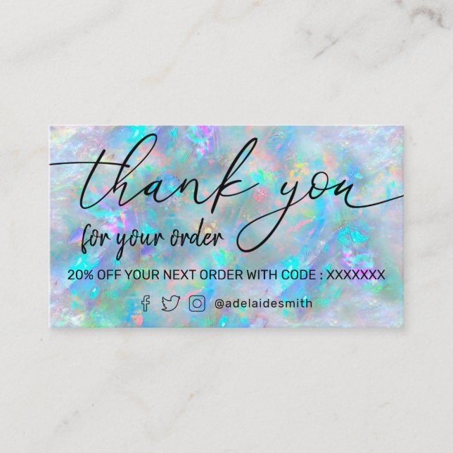 Cartão De Visita obrigado de textura opal (Frente)