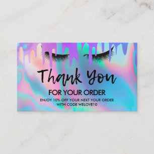 Cartão De Visita Obrigado Desconto de Trendy Holographic Lashes