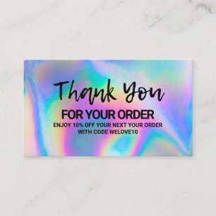 Cartão De Visita Obrigado Elegant Holographic instagram Desconto