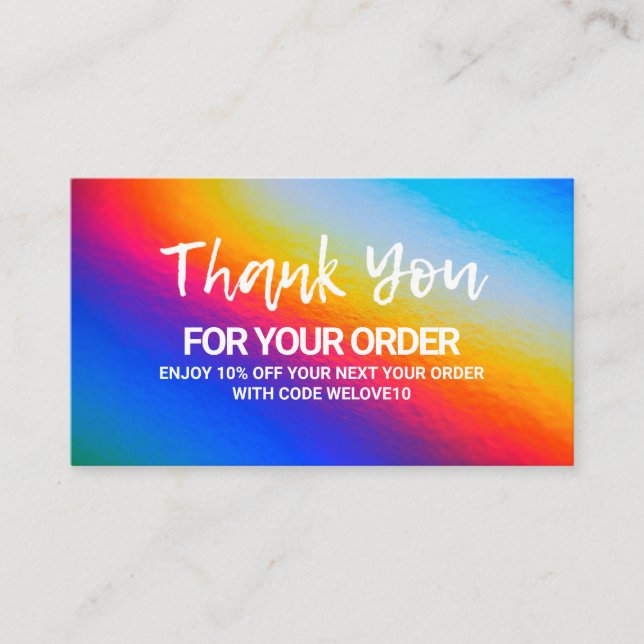 Cartão De Visita Obrigado Elegant Holographic instagram Desconto (Frente)