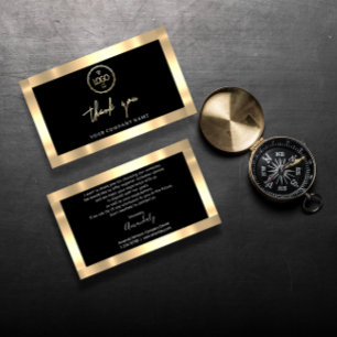 Cartão De Visita Obrigado Empresa Inserir Logotipo Dourado Preto