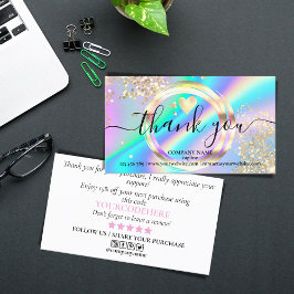 Cartão De Visita obrigado holográfico de script moderno para sua or