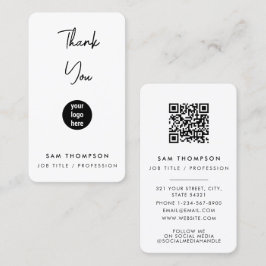 Cartão De Visita Obrigado Logotipo comercial Código QR Mídia social
