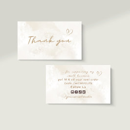 Cartão De Visita Obrigado Mídia Social Mármore Neal Pastel White