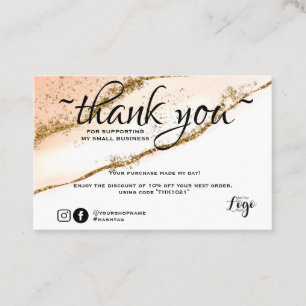 Cartão De Visita Obrigado moderno minimalista Dourado de ordem de b