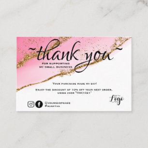 Cartão De Visita Obrigado moderno minimalista Dourado e com ordem d