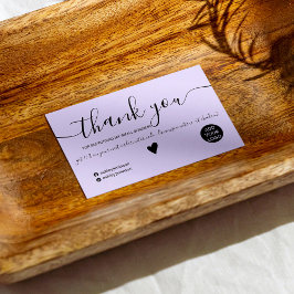 Cartão De Visita Obrigado moderno minimalista preto e roxo