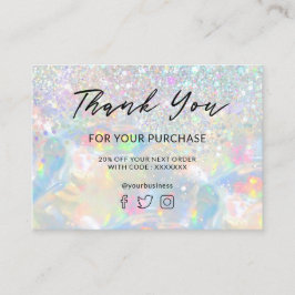 Cartão De Visita obrigado para a sua opção de compra do glitter