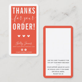 Cartão De Visita OBRIGADO PELA SUA ORDEM, insira a laranja moderna