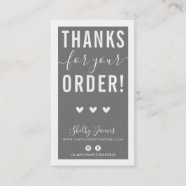 Cartão De Visita OBRIGADO PELA SUA ORDEM, insira cinzas modernas de