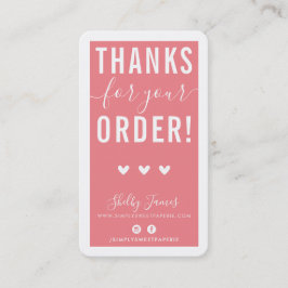 Cartão De Visita OBRIGADO PELA SUA ORDEM, insira o coral rosa moder