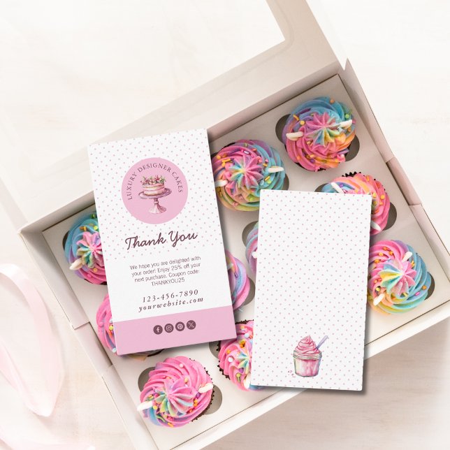 Cartão De Visita Obrigado Pelo Seu Pedido De Bolinhas Bake Baker (Criador carregado)