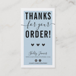 Cartão De Visita OBRIGADO PELO SEU PEDIDO, insira azul pálido preto