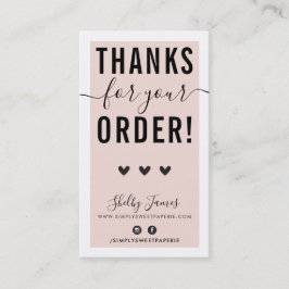 Cartão De Visita OBRIGADO PELO SEU PEDIDO, insira o preto rosa