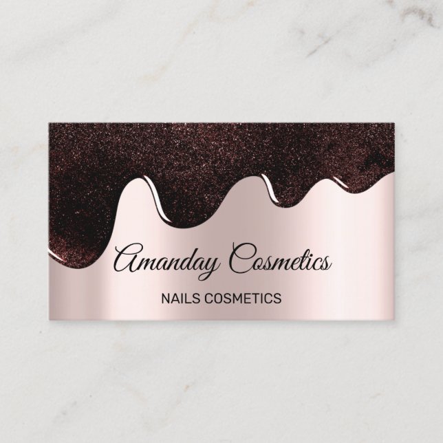 Cartão De Visita Obrigado Por Comprar Drives Rosa Unhas Makeup (Frente)