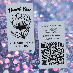 Cartão De Visita OBRIGADO POR ENCOMENDAR BOLD BLOOM Código QR Flora