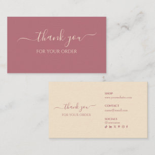 Cartão De Visita Obrigado Por Sua Encomenda Rose Gold