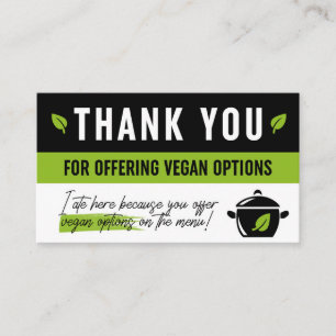 Cartão De Visita Obrigado Por Vegan Options Card