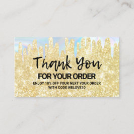 Cartão De Visita Obrigado Trendy Dourada Glitter Instagram Desconto
