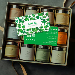 Cartão De Visita Obrigados de ícones sociais do Código QR de Folha 