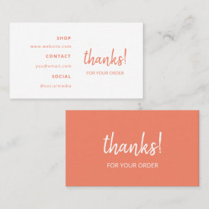 Cartão De Visita Obrigados para seu pedido   Terracotta