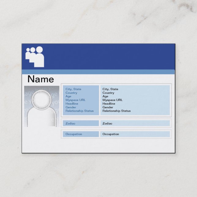 Cartão De Visita Obscuridade de Myspace - carnudo (Frente)