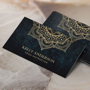 Cartão De Visita Obscuridade Dourado da mandala de Lotus do
