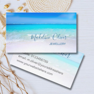 Cartão De Visita Ocean Beach Sea Jewelry Aqua Blue Na moda