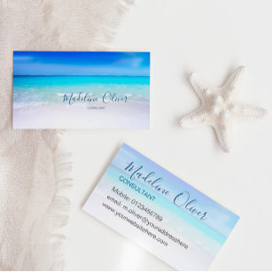 Cartão De Visita Ocean Beach Viagem Aqua Blue Na moda