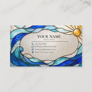 Cartão De Visita Ocean Wave Sun Stained Glass Business Card