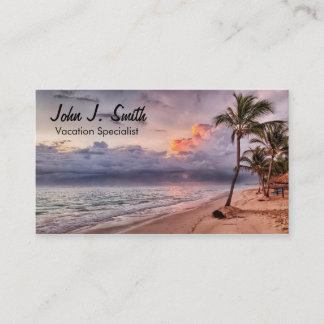 Cartão De Visita Ocean Waves Sandy Beach Sunset