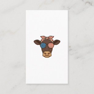 Cartão De Visita Óculos de sol com cabeça de vaca patriótica design