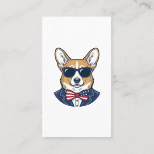 Cartão De Visita Óculos de Sol Patrióticos de Corgi Arte Vetorial V