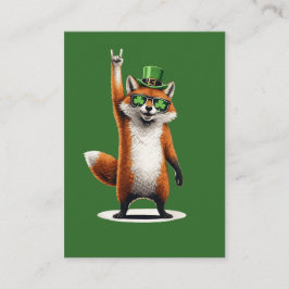 Cartão De Visita Óculos de sol Shamrock Lucky Fox no dia de São Pat