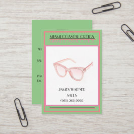 Cartão De Visita Óculos escuros do anos 80 verde Miami