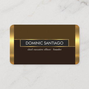 Cartão De Visita Óculos Marrom Retro Elegante Camadas Douradas CEO