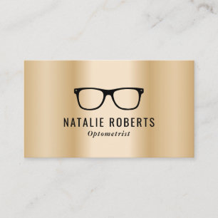 Cartão De Visita Óculos Oculares Optometristas Metálico Dourado M