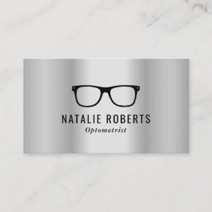 Cartão De Visita Óculos Oculares Optometristas Metálico Prateado 