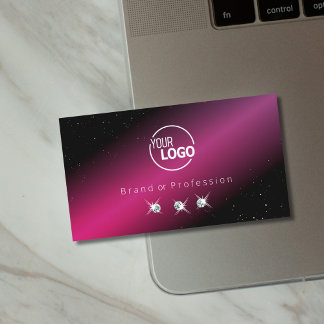 Cartão De Visita Ocultação de Ouros Pretos Rosa Espelhos, com Logot