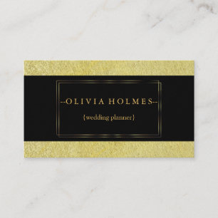 Cartão De Visita Ocupado Moderno Elegante Gold Foil Metal Professio