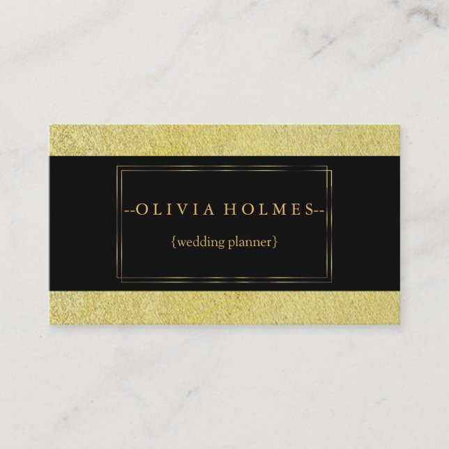 Cartão De Visita Ocupado Moderno Elegante Gold Foil Metal Professio (Frente)