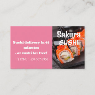 Cartão De Visita Oferta de Venda com Desconto na Entrega de Sushi