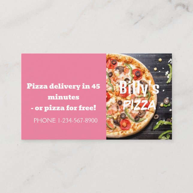 Cartão De Visita Oferta de Venda de Desconto de Entrega de Pizza (Frente)