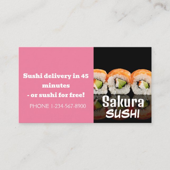 Cartão De Visita Oferta de Venda de Desconto de Entrega Sushi (Frente)