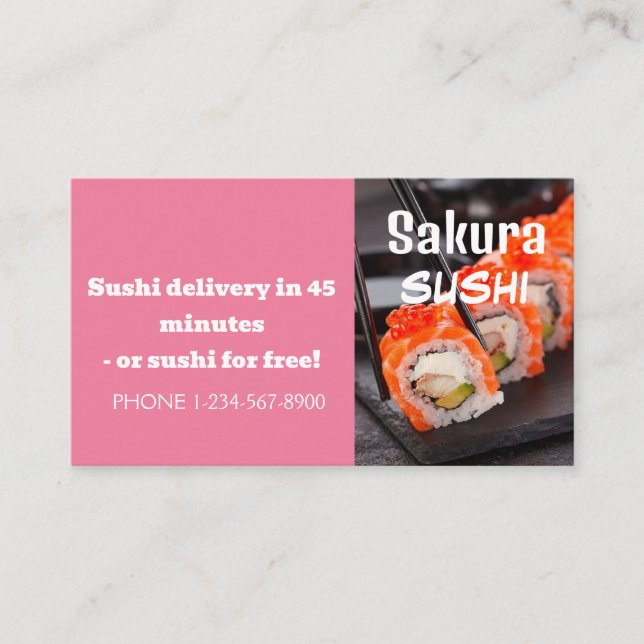 Cartão De Visita Oferta de Venda de Desconto de Entrega Sushi (Frente)