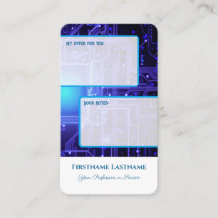 Cartão De Visita Oferta pessoal interativa e notas de cliente neon