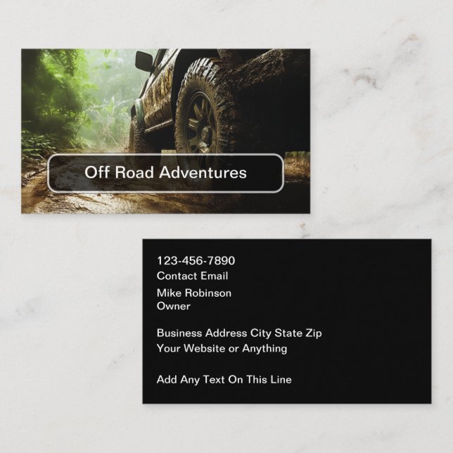 Cartão De Visita Off Road Adventures Truck Business Cards (Frente/Verso)