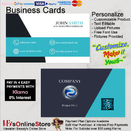 Cartão De Visita Office Modern Turquoise Quatro Opções Logotipo QR