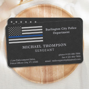 Cartão De Visita Oficial de Couros Faux do Departamento de Polícia 