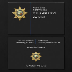 Cartão De Visita Oficial de Polícia Tenente Aplicação da Lei 